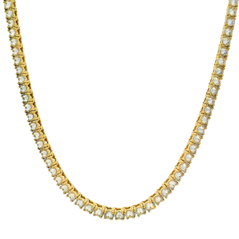 22-inch yellow gold tennis chain with upside down diamond pointers, elegant men's jewelry