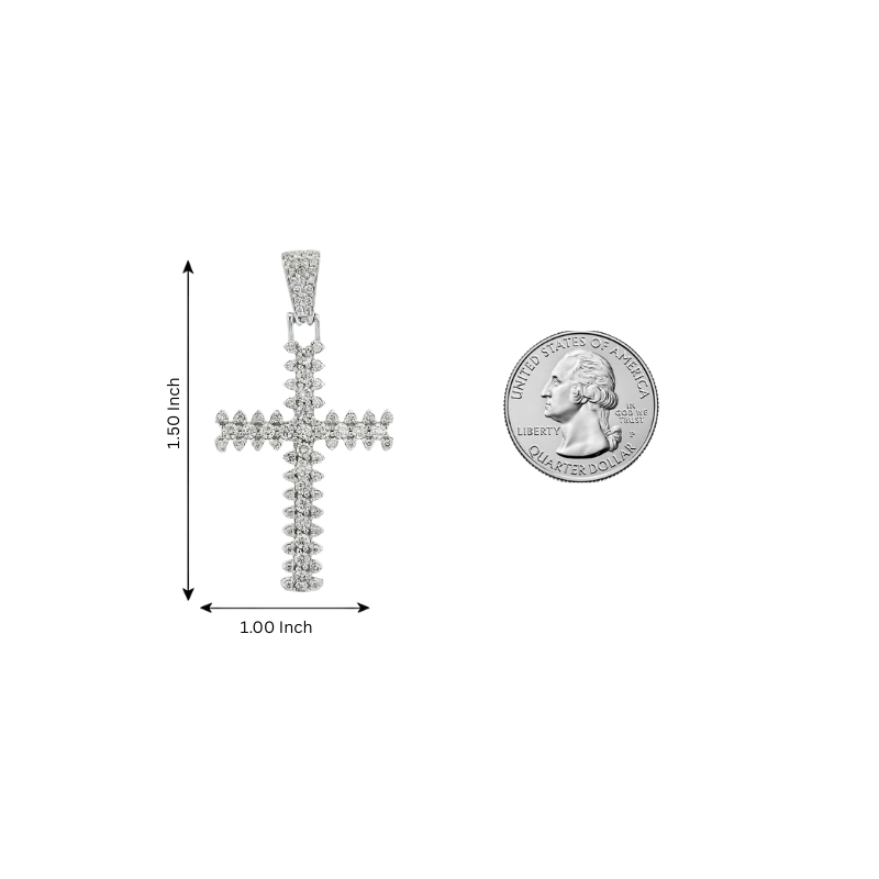 14K Yellow Gold Prong Diamond Cross, view 5