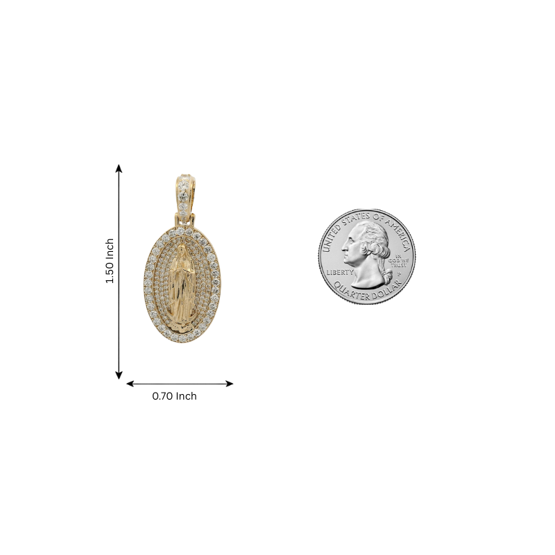 10K Gold Virgin Mary Pendant, view 7