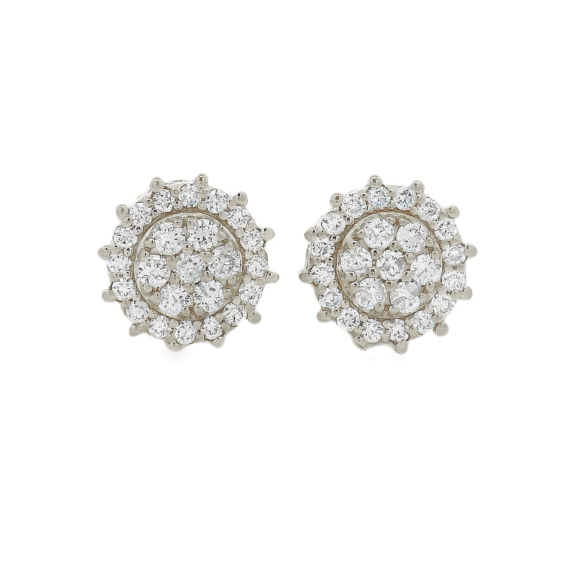 Sunburst Diamond Cluster Studs in 10K gold, view 2