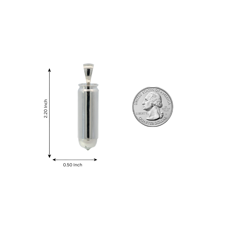 Silver Diamond Bullet Pendant, view 7