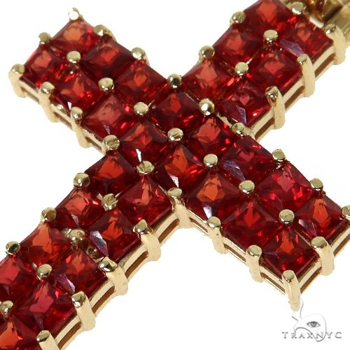 2 Row Blood Red Princess Cut Sapphire Cross 67670 - Image 3