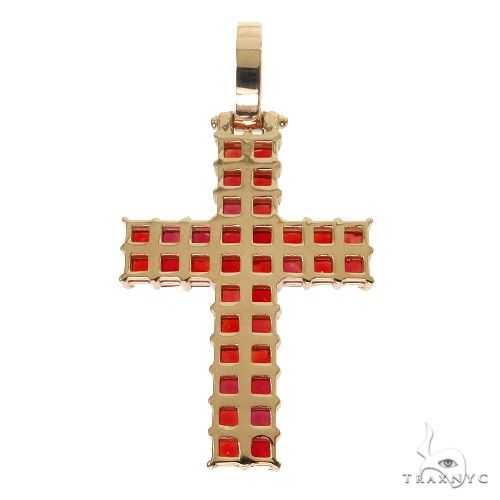 2 Row Blood Red Princess Cut Sapphire Cross 67670 - Image 4