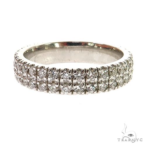 White gold 2-row diamond eternity wedding band with round-cut diamonds, size 6.75