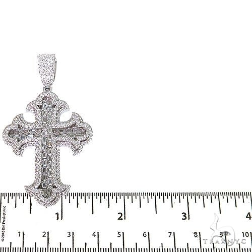 14K Gold 2 Row Emerald Cut Lab-Grown Diamond Cross Pendant, photo 5 of 6