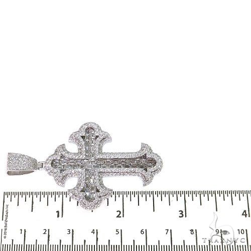 14K Gold 2 Row Emerald Cut Lab-Grown Diamond Cross Pendant, photo 6 of 6