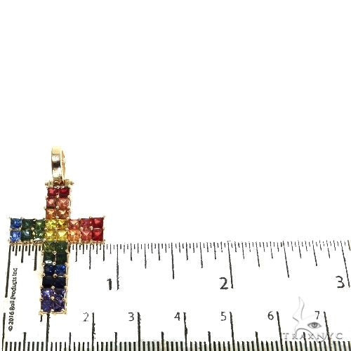 Rainbow 2 Row Princess Cut Sapphire Cross 67790 - Image 5