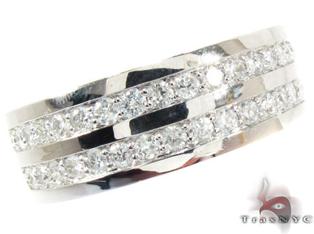 White gold wedding ring with two rows of round prong-set diamonds