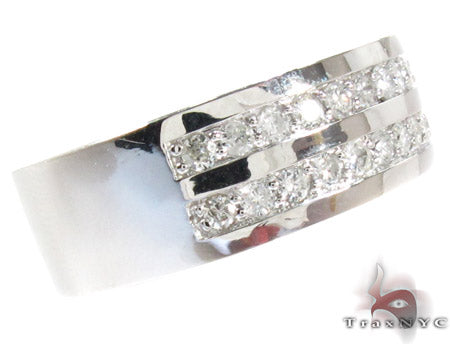 2 Row 14K White Gold Round Cut Prong Diamond Wedding Ring, photo 4 of 7