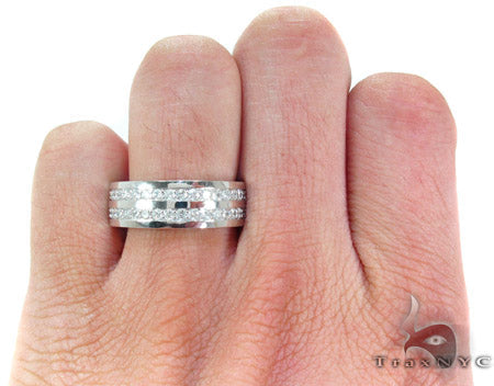 2 Row 14K White Gold Round Cut Prong Diamond Wedding Ring, photo 7 of 7