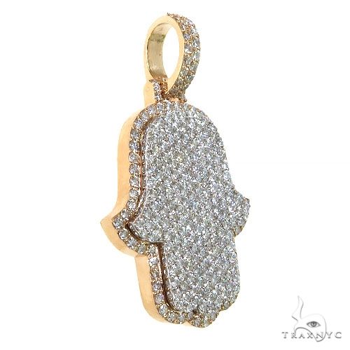 14K Gold 2 Tone Hamsa Diamond Pendant, photo 2 of 6