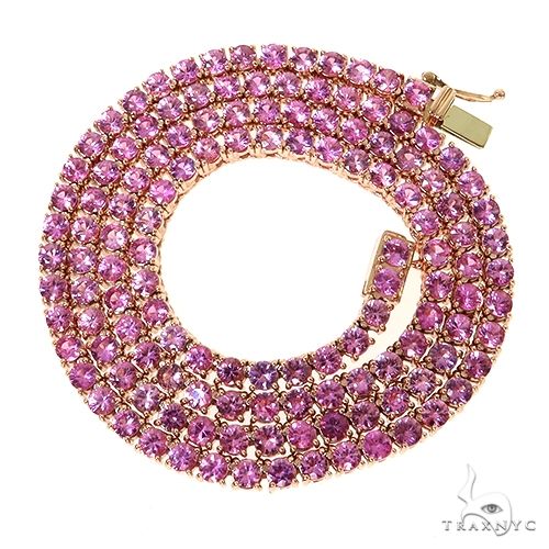 20 Pointer Pink Sapphire Tennis Chain 67609 | TraxNYC