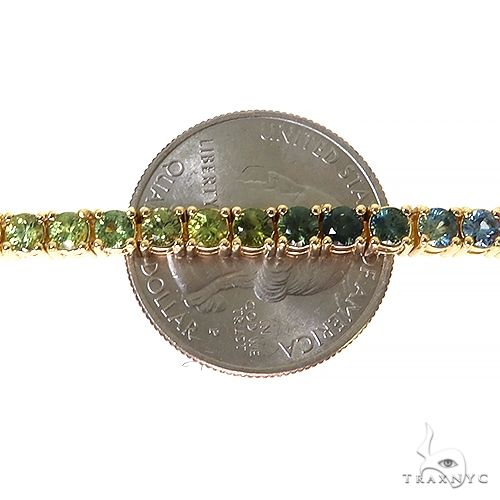14K Gold 15 Pointer Rainbow Sapphire Tennis Bracelet, photo 5 of 6