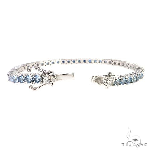 14K Gold 20 Pointer Water Sapphire Tennis Bracelet, photo 2 of 7