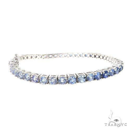 14K Gold 20 Pointer Water Sapphire Tennis Bracelet, photo 3 of 7