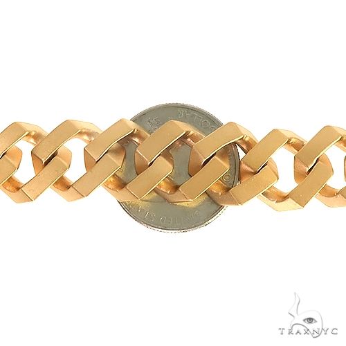 22k Yellow Gold Matte Finish Solid Square Curb Chain 22 Inches 15.3mm 66639 - Image 4
