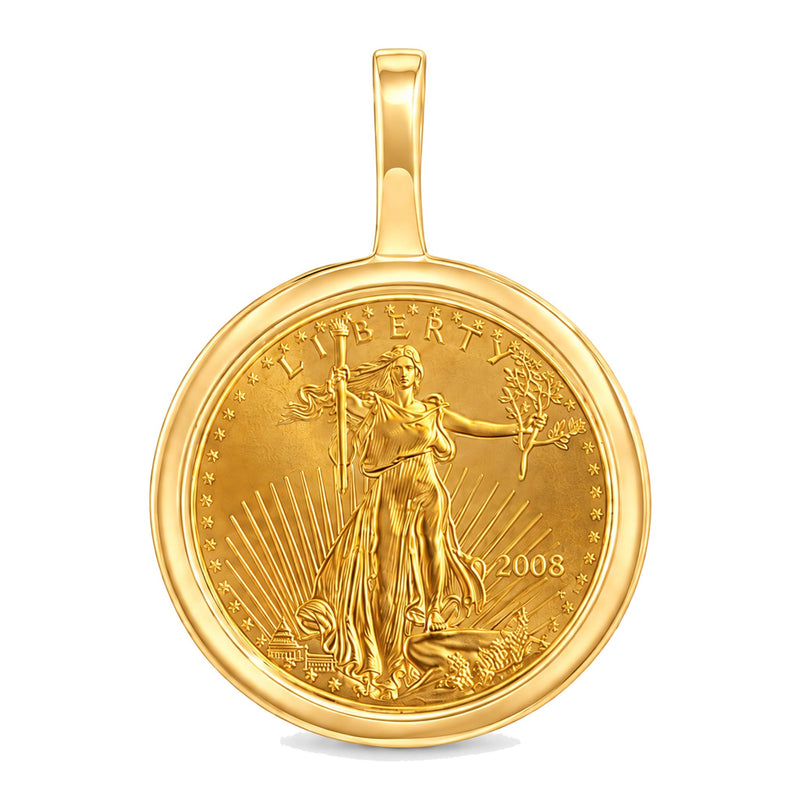 24K Gold Lady Liberty Coin 1/10 oz Sleek Frame Pendant 71923 - TRAX1