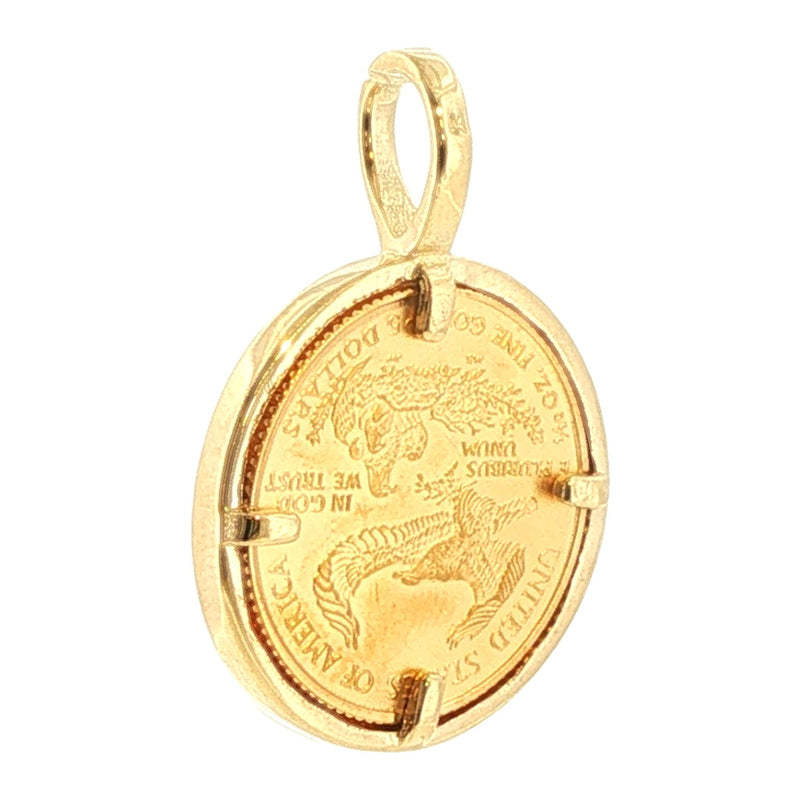 24K Gold Lady Liberty Coin 1/10 oz Sleek Frame Pendant 71923 - TRAX6