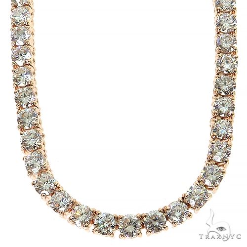 Rose gold 25-pointer lab diamond tennis necklace with round-cut stones, unisex design