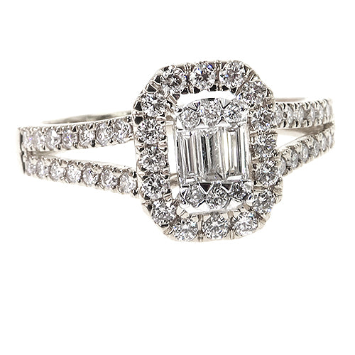 Baguette Diamond Engagement Ring in 14K gold, view 3