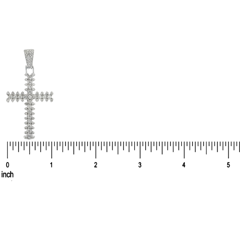 14K Yellow Gold Prong Diamond Cross, view 6