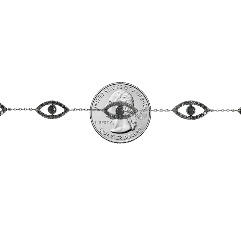Evil Eye Bracelet With Natural Black Diamonds in 14K gold, view 6