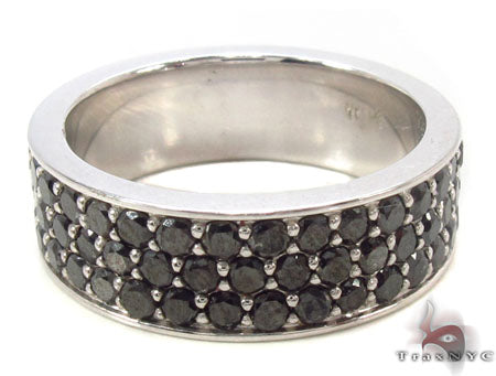 10K Gold 3 Row Black Diamond Ring 2, photo 4 of 6