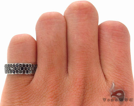10K Gold 3 Row Black Diamond Ring 2, photo 6 of 6