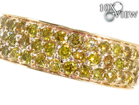 10K Gold 3 Row Canary Color Diamond Ring 2, photo 3 of 7