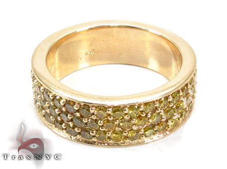 10K Gold 3 Row Canary Color Diamond Ring 2, photo 5 of 7