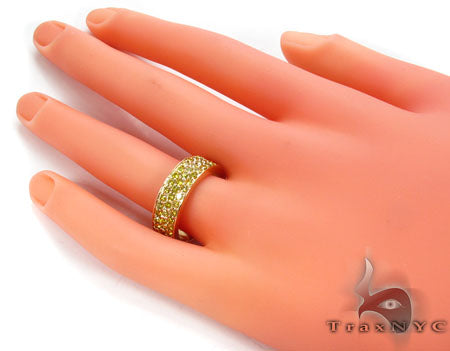 10K Gold 3 Row Canary Color Diamond Ring 2, photo 7 of 7