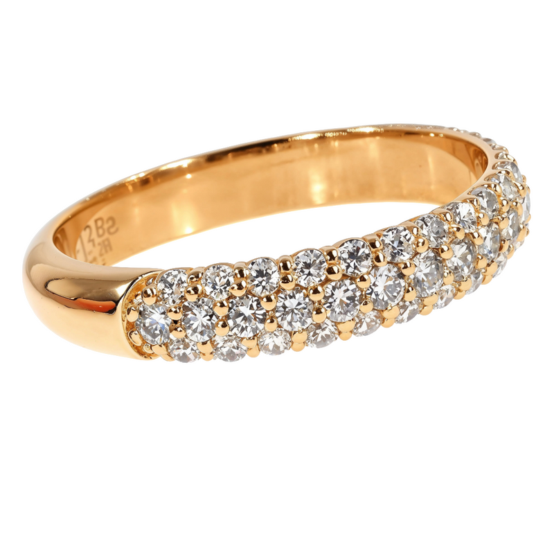 3 Row Diamond Wedding Band in 14K gold, view 2
