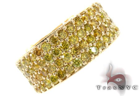 14K Gold 4 Row Canary Color Diamond Band, photo 4 of 7