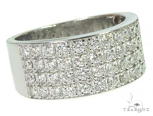 Men's ring with four pave-set rows of round diamonds
