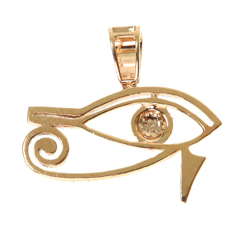 10K Gold Micro Pave Diamond Egyptian Bedouin Evil Eye Charm Pendant, photo 4 of 5