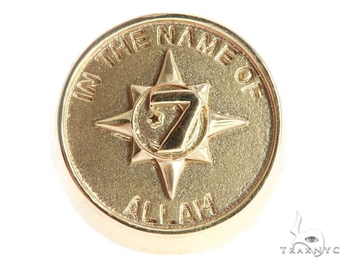 Yellow gold men's ring with compass design and "In the Name of Allah" engraving