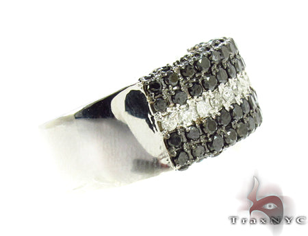 14K Gold 5 Row Black and White Color Diamond Ring, photo 4 of 7