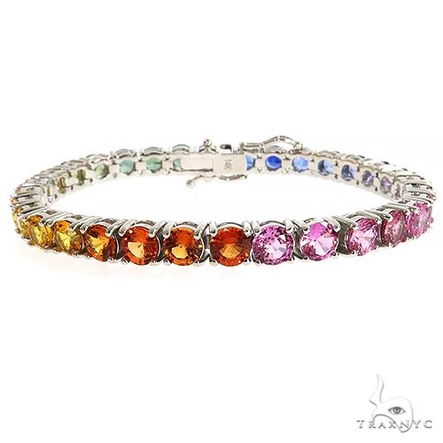 50 Pt Rainbow Sapphire Tennis Bracelet 68276 | TraxNYC