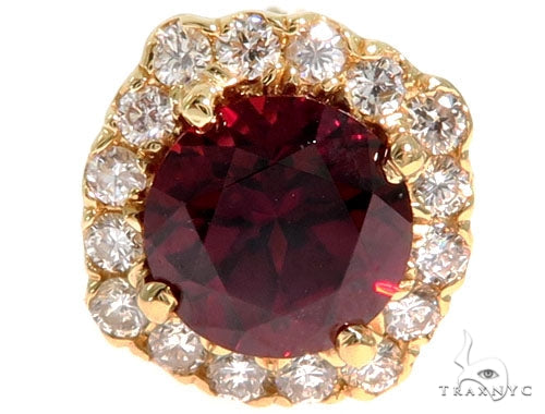 14KY Red Garnet Cluster Stud Earrings, photo 3 of 6