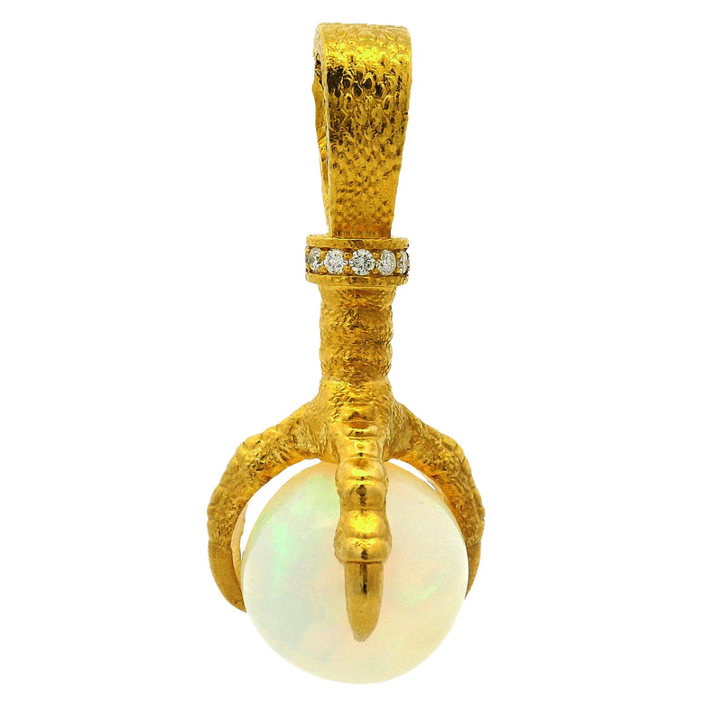 14k Gold Eagle Claw Opal Pendant, view 6