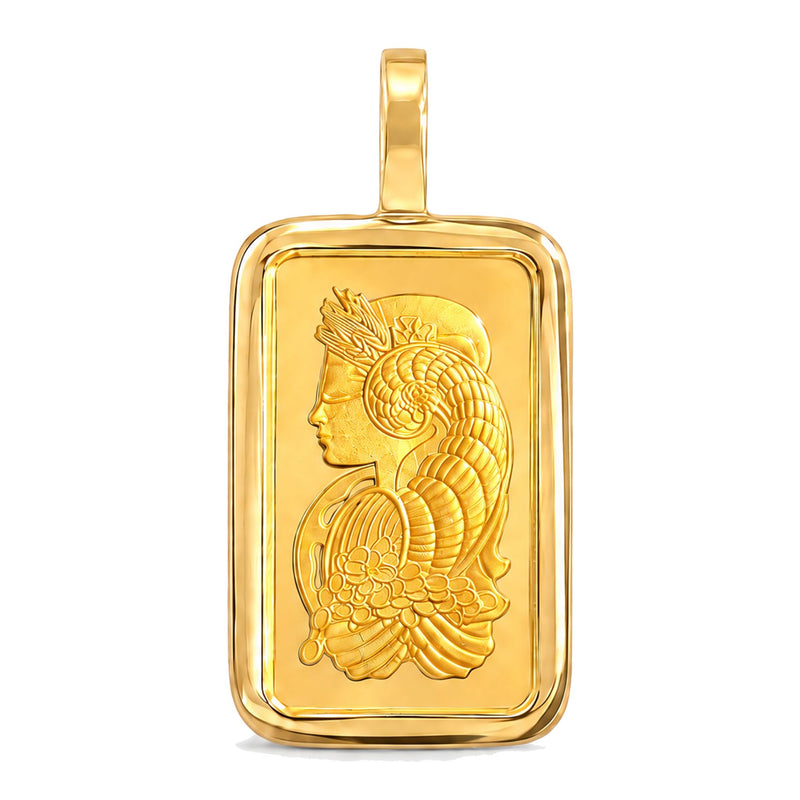 5 Gram 24K Gold Pamp Suisse Bar Pendant 71924 - TRAX1