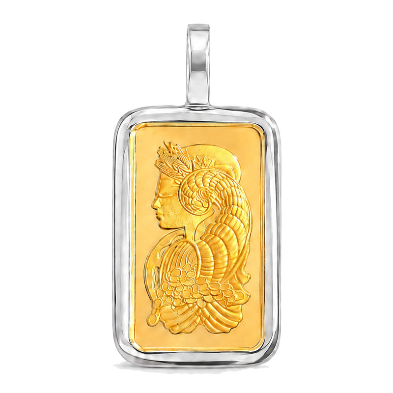 5 Gram 24K Gold Pamp Suisse Bar Pendant 71924 - TRAX3