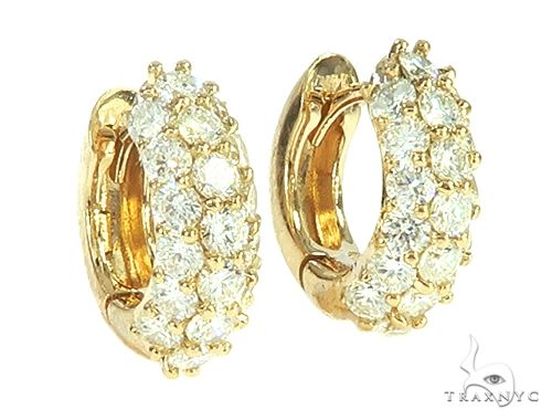 14K Yellow Gold Diamond Small Hoop Earring, photo 2 of 5