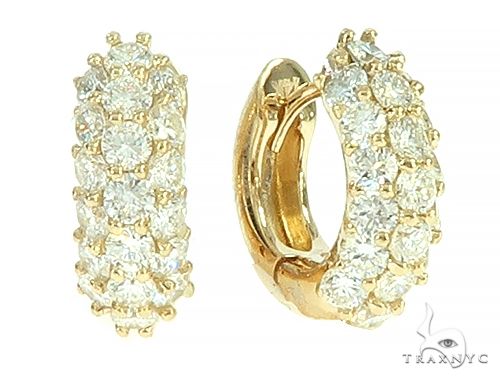 14K Yellow Gold Diamond Small Hoop Earring, photo 3 of 5
