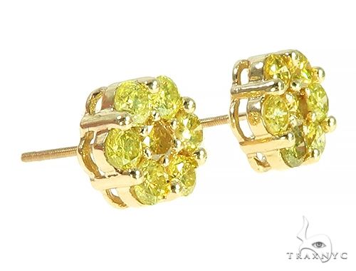 14K Yellow Gold Canary Flower Earrings, photo 4 of 7