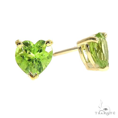 14K Gold Heart Shape Peridot Earrings, photo 2 of 3