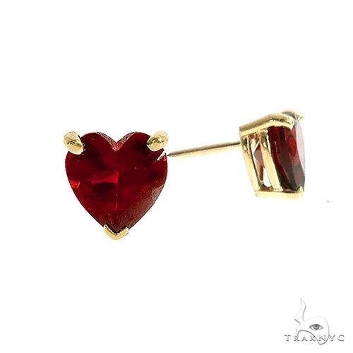 14K Gold Heart Shape Garnet Earrings, photo 2 of 3