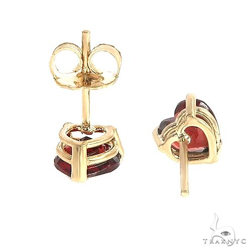 14K Gold Heart Shape Garnet Earrings, photo 3 of 3
