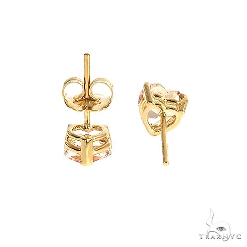 14K Gold Heart Shape Morganite Earrings, photo 3 of 3