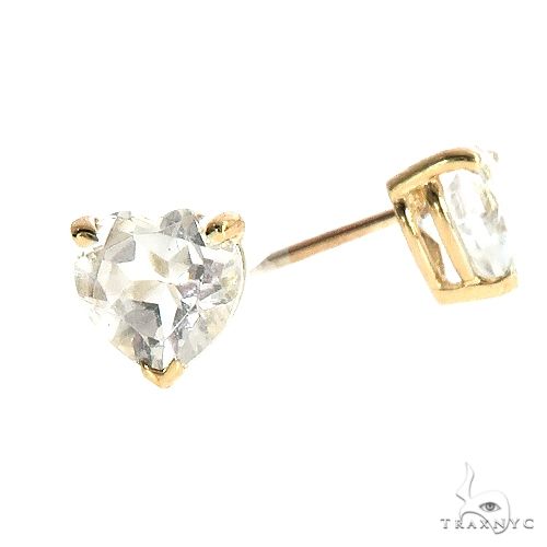14K Gold Heart Shape White Topaz Earrings 66742 - Image 2